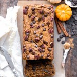 This Chocolate Chip Vegan Pumpkin Bread is quick and easy to make in one bowl! It's warm and flavorful with lots of pumpkin pie spice and full of gooey chocolate chips. This gluten-free, refined sugar-free, and vegan pumpkin bread makes a perfect breakfast or snack!