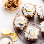 These Lemon Poppyseed Muffins are topped with a lemony glaze to bring out the tart, vibrant flavors of the tender, poppyseed-filled muffins! These gluten-free and vegan muffins are the perfect breakfast, snack, or lunchbox addition for spring.