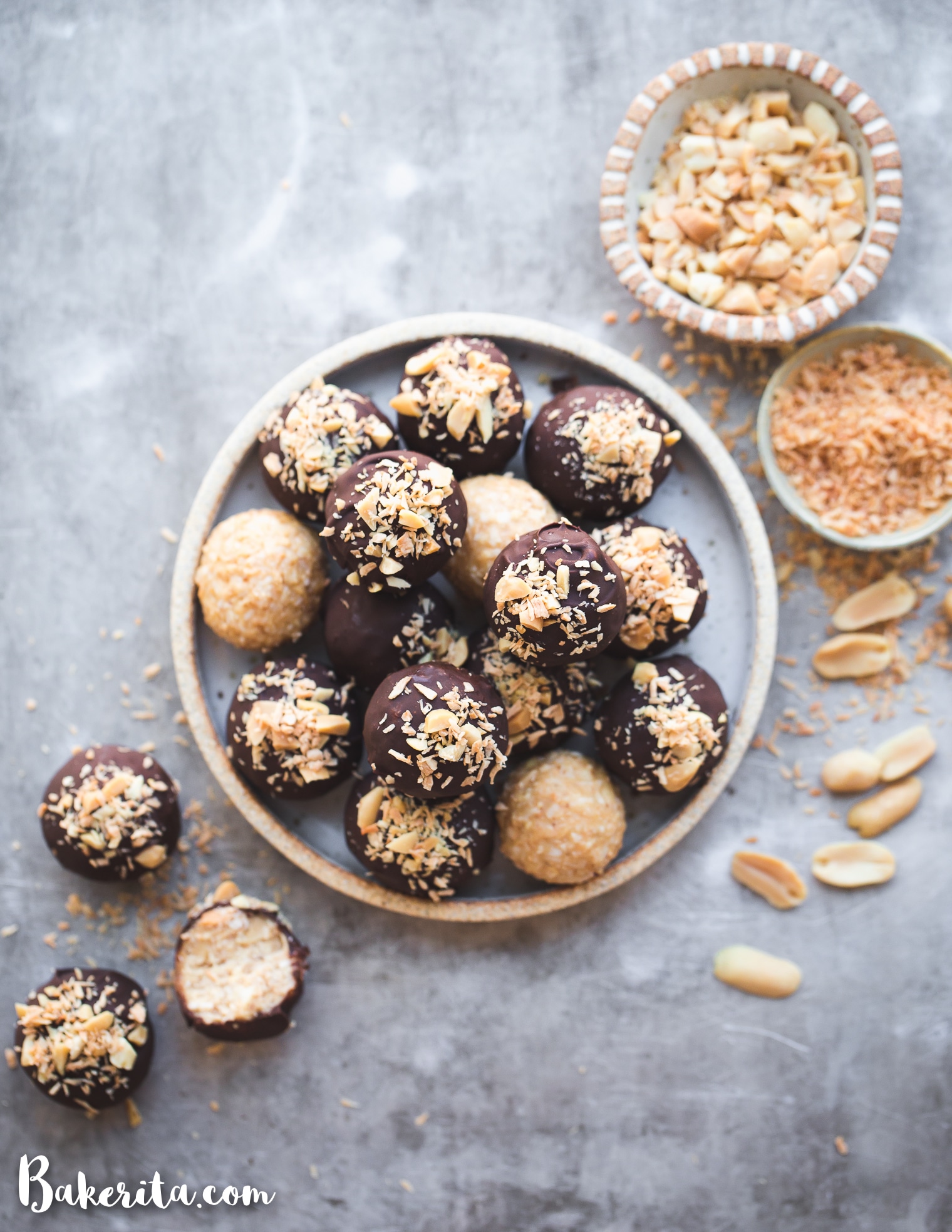 Peanut Butter Coconut Truffles are made with just 6 simple ingredients and are infinitely customizable to your tastes! With a thin chocolate coating and a melt-in-your-mouth texture, these gluten-free, vegan, and keto truffles will become your new favorite snack or dessert.