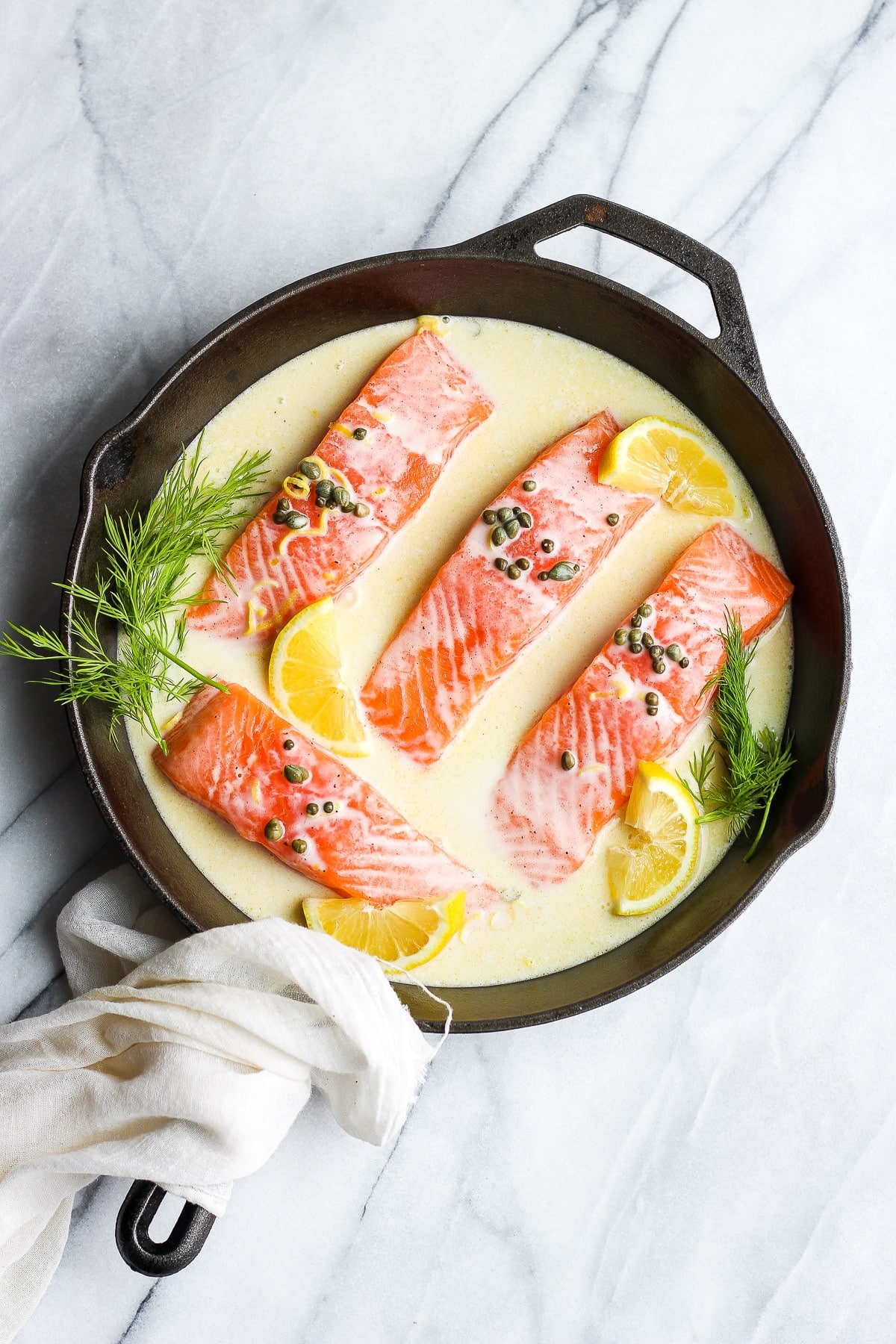 30 Minute Creamy Lemon Caper Salmon Skillet – a quick and delicious weeknight meal!! (Whole30/Paleo/Dairy-Free)