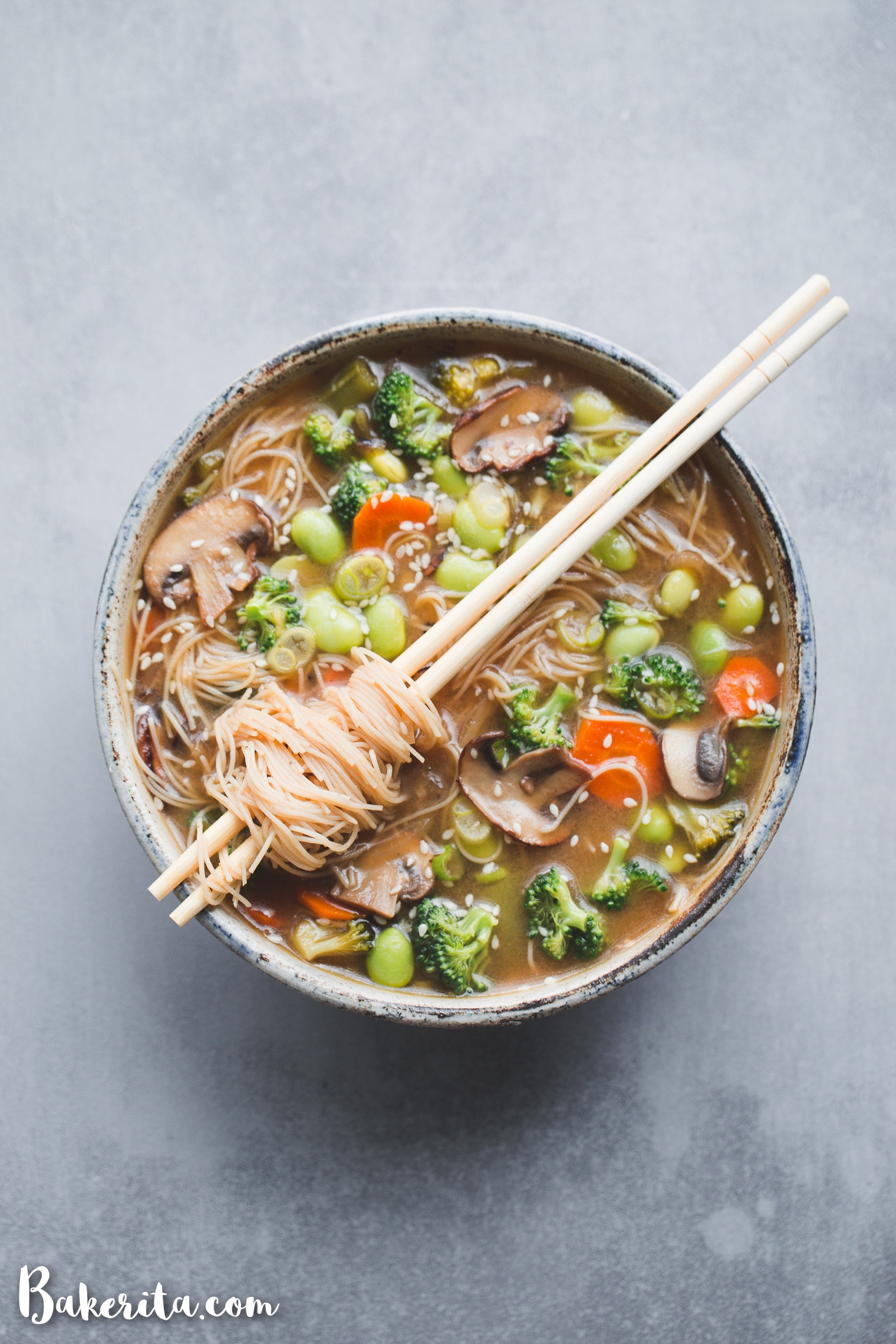 Make this easy Gluten-Free & Vegan Vegetable Noodle Miso Soup for dinner tonight! It's simple to make in under 30 minutes and irresistibly delicious. You can customize the soup with whatever vegetables you have on hand.