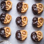 Made with grain-free pretzels and dunk in dark chocolate, these Grain-Free Peanut Butter Pretzel Bites are the perfect easy snack or dessert made with just five ingredients!