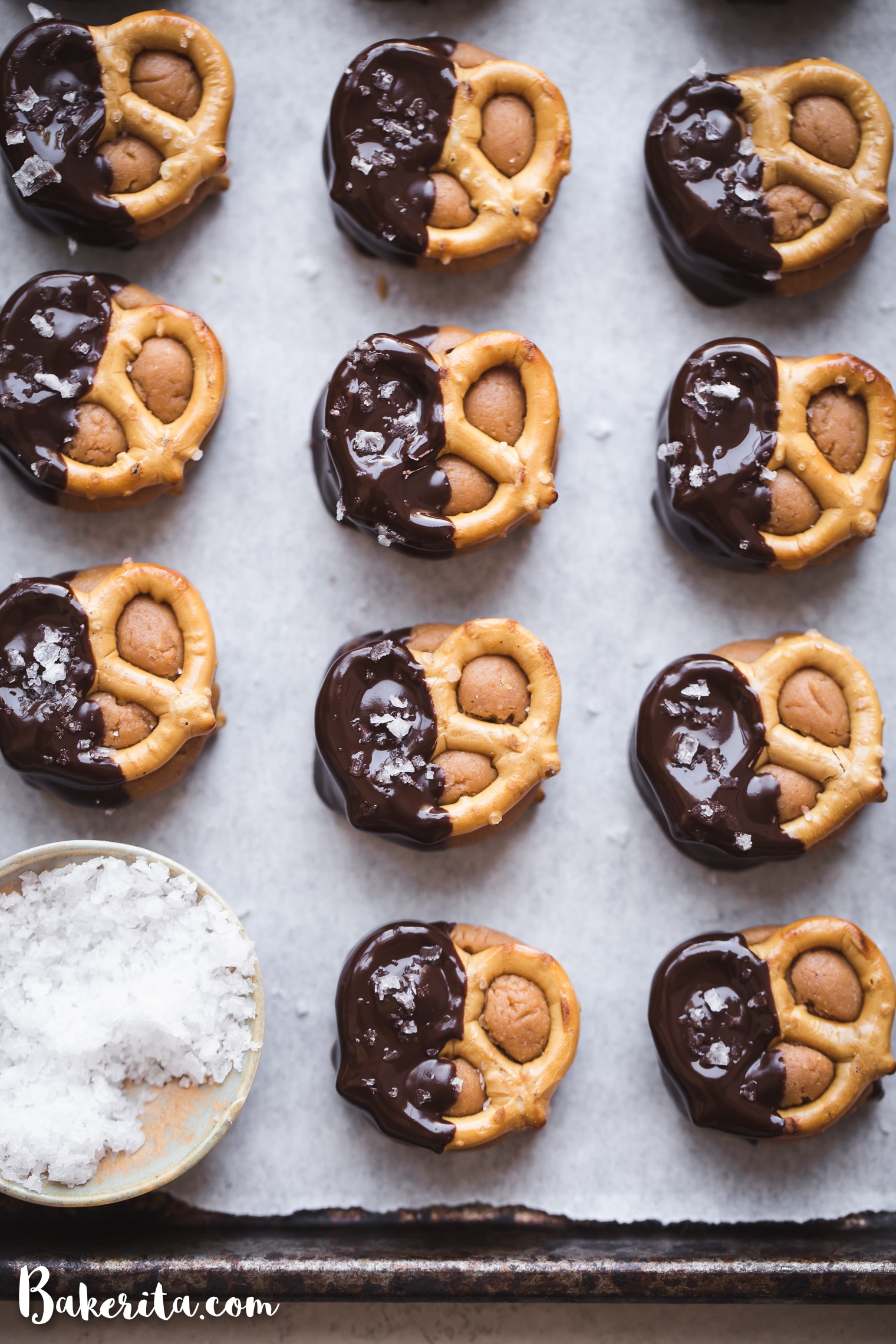 Made with grain-free pretzels and dunk in dark chocolate, these Grain-Free Peanut Butter Pretzel Bites are the perfect easy snack or dessert made with just five ingredients!