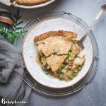 This Vegan Pot Pie has a scrumptious flaky gluten-free & paleo crust and the creamy filling is absolutely loaded with vegetables! This hearty, filling meal is perfect for chilly days and freezes well.