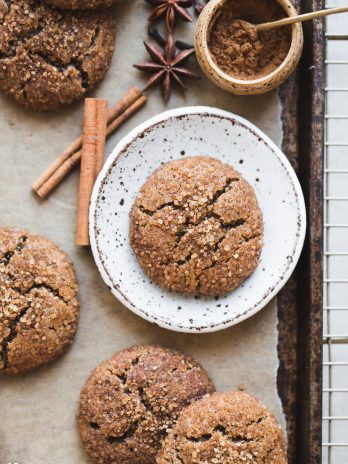 Meet your new favorite chewy cookie - these Gluten-Free Vegan Chai Sugar Cookies! These Paleo-friendly cookies have a crispy exterior with a tender, chewy center. They're the perfect pairing for nut milk, tea, or coffee.