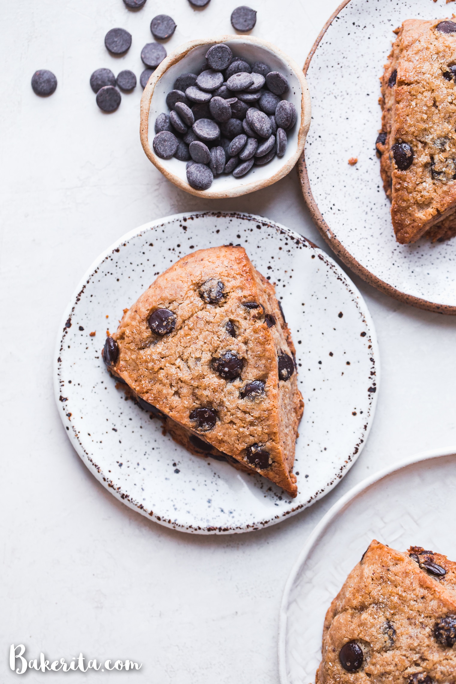 These Vegan Gluten-Free Chocolate Chip Scones are everything a good scone should be: tender and fluffy on the inside, with a crispy, slightly crumbly exterior. These paleo scones are loaded with chocolate chips and make for a delicious breakfast, snack, or dessert.