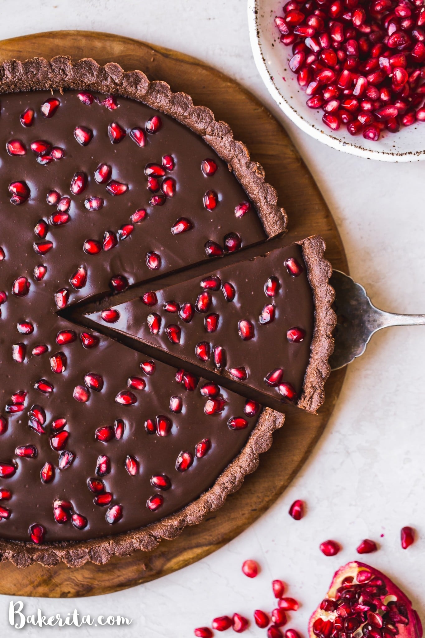 No-Bake Vegan Chocolate Pomegranate Tart