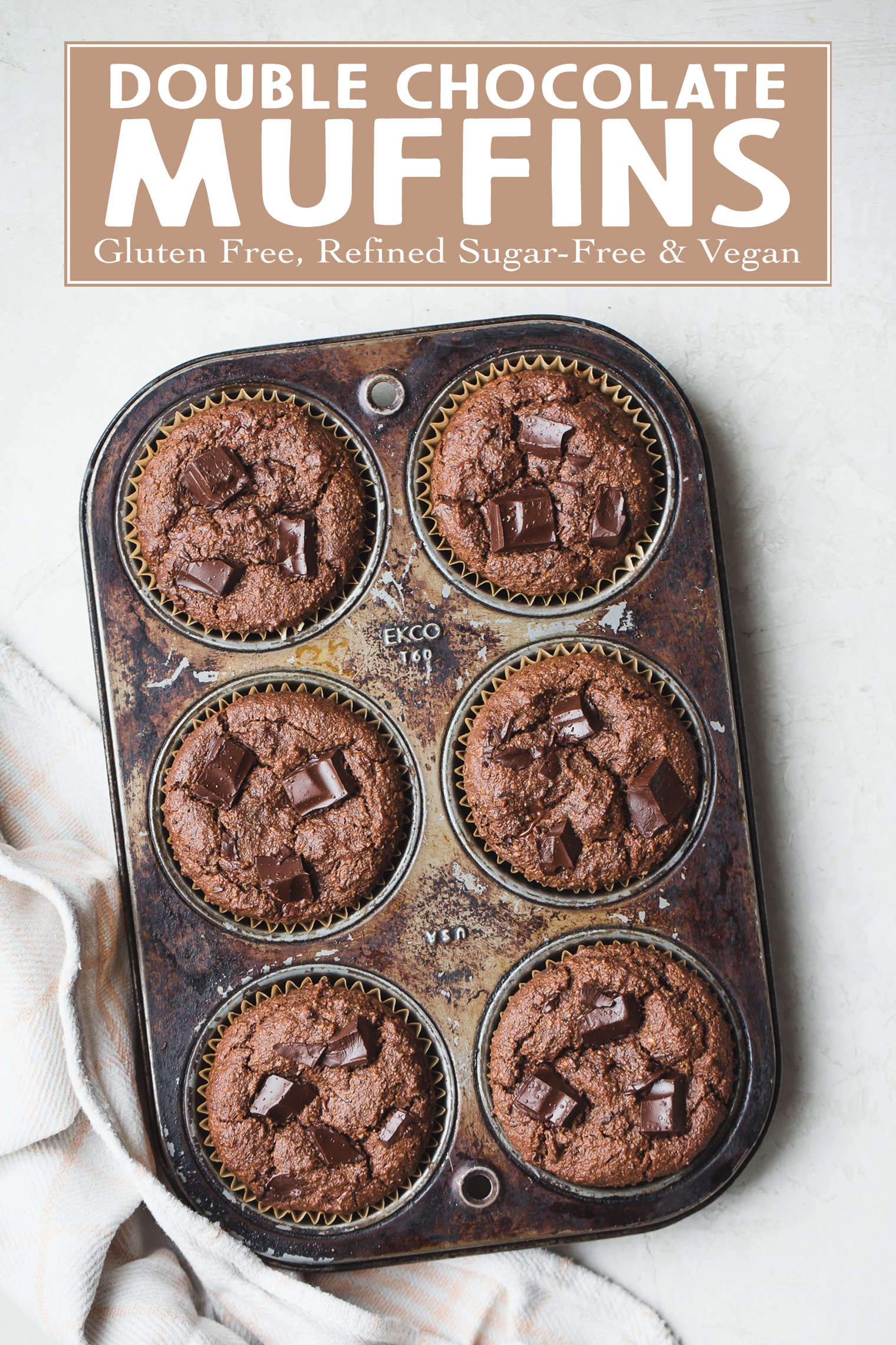 These Gluten-Free Vegan Double Chocolate Muffins are tender, super chocolatey, and absolutely delicious. They are perfect for chocolate lovers!