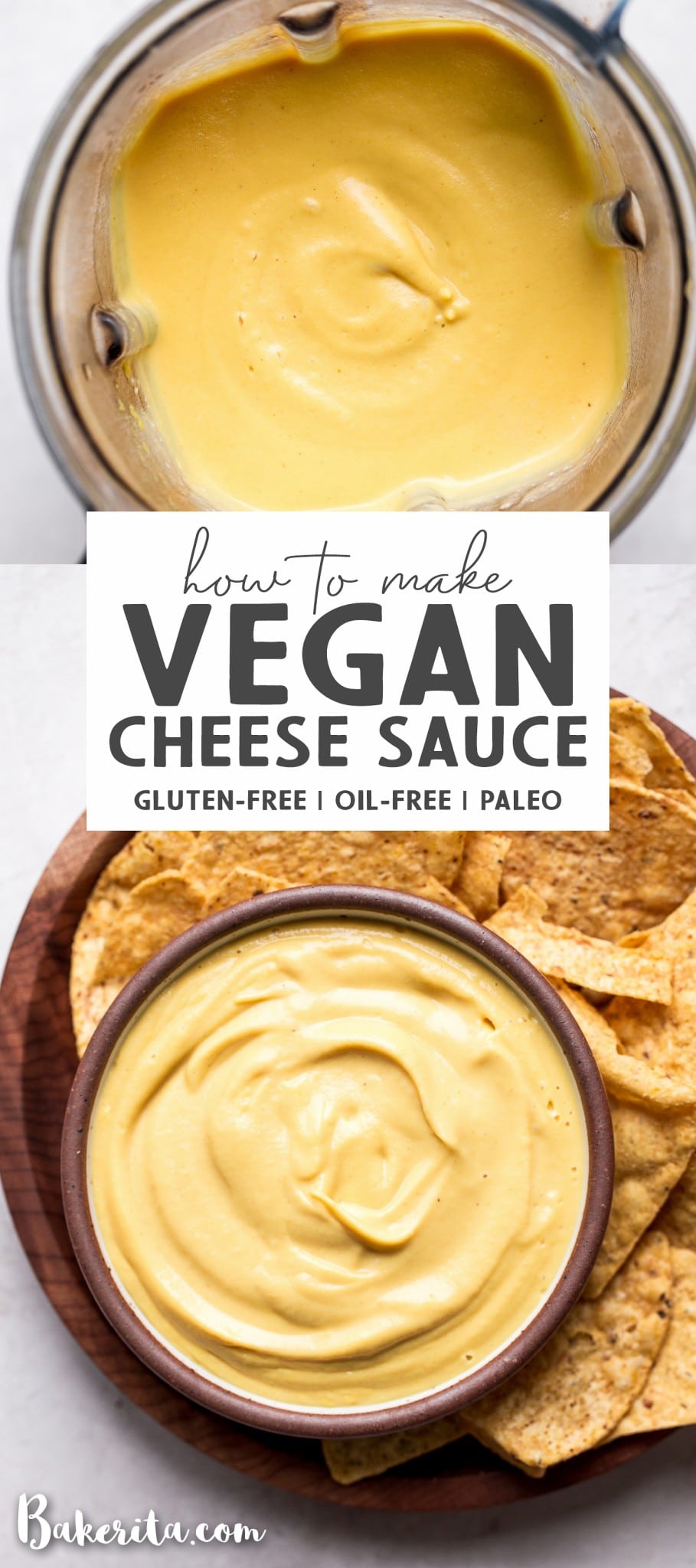 This Vegan Cheese Sauce recipe is easy to make and tastes good on just about everything! It's made with vegetables and cashews for an oil-free, dairy-free cheese sauce. You'll love it with pasta or vegetables, on nachos, and taco bowls, or used as a vegan cheese dip with chips or veggies.