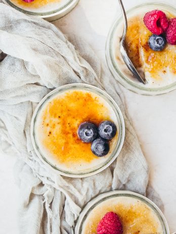 This Vegan Creme Brulee is a twist on the traditional French dessert that translates to "burnt cream". By using coconut milk and all-natural sweeteners, we make a paleo and vegan version of this classic dessert.
