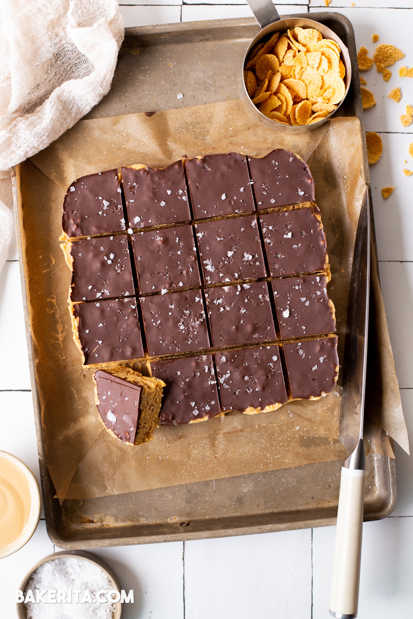These Easy Peanut Butter Cornflakes Bars are naturally gluten-free, vegan, and absolutely irresistible. They're quick and simple to make, and can be made using your favorite nut or seed butter if you need a peanut-free or nut-free option. 