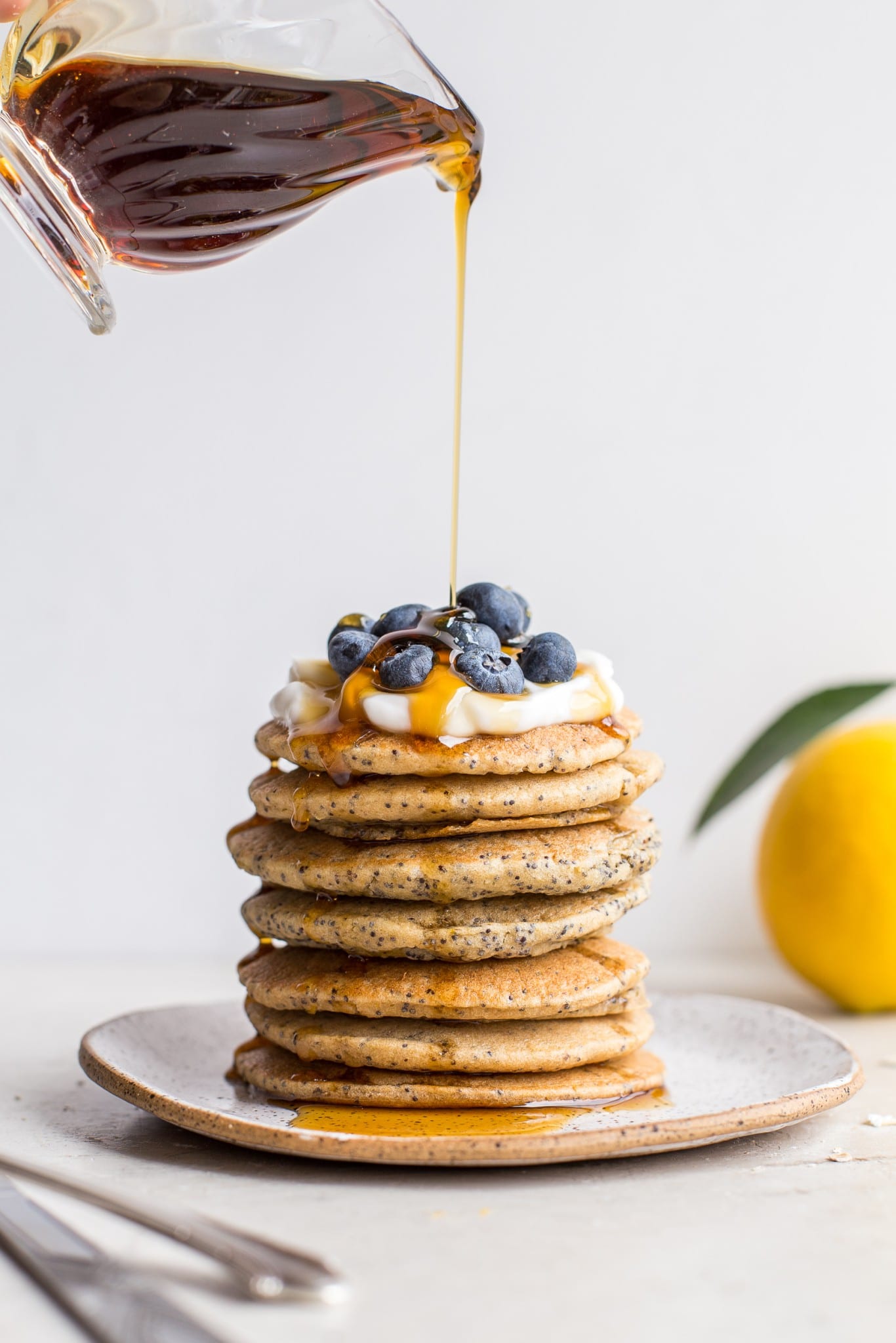 Gluten-Free Vegan Lemon Poppyseed Pancakes